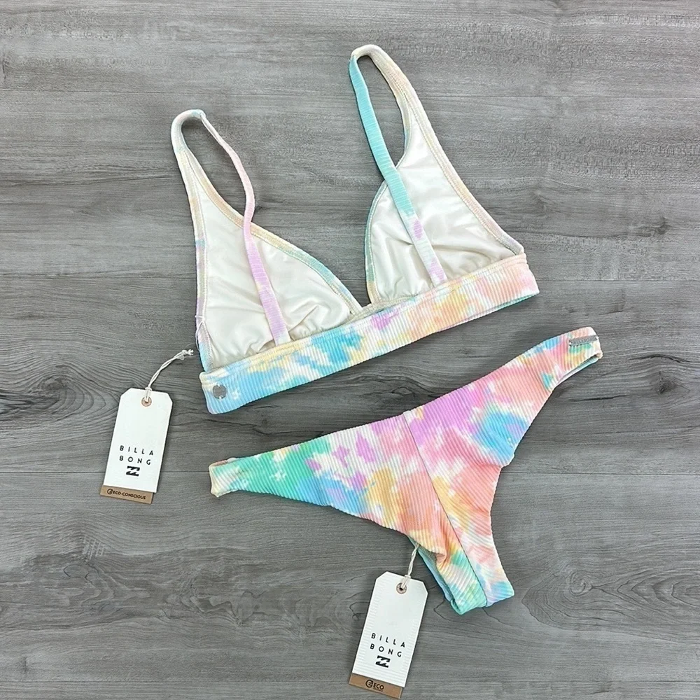 ☀️BILLABONG☀️ RAINBOW TIDE BANDED RAINBOW TIDE TANGA BIKINI SET - Picture 9 of 11